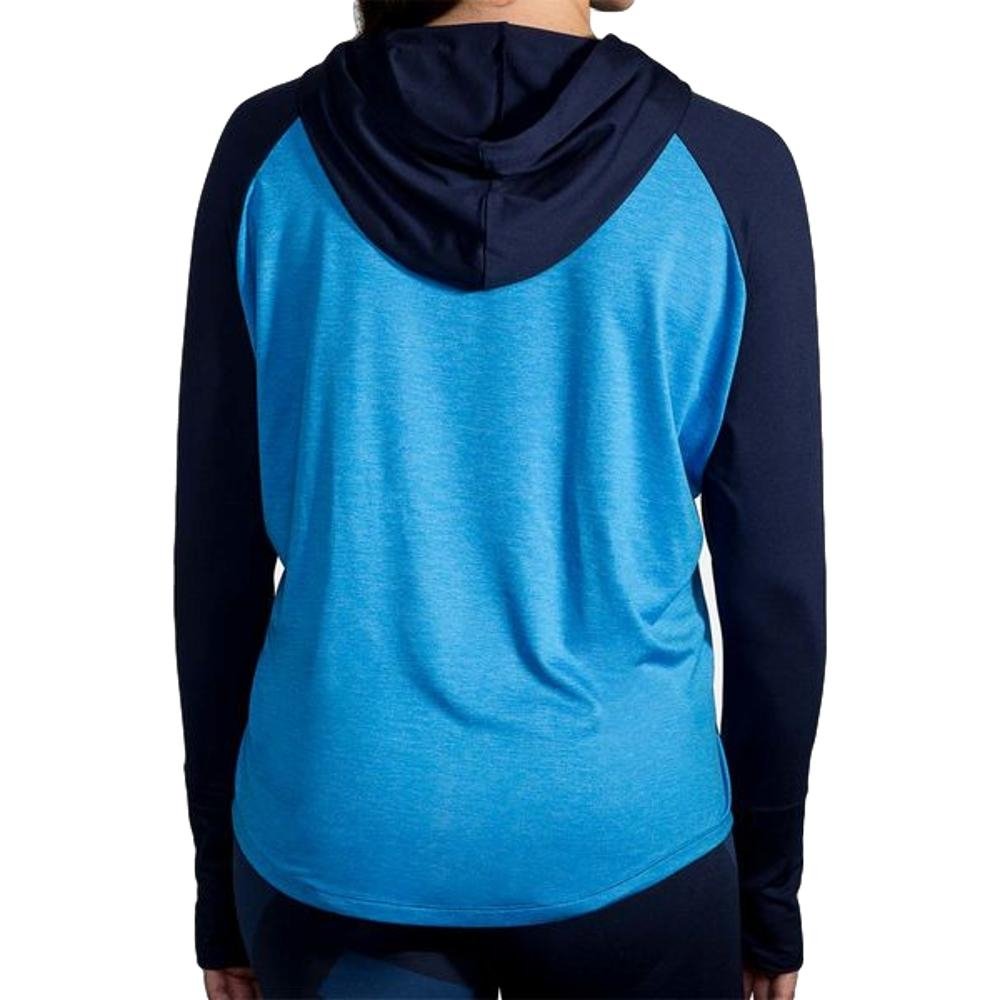 Brooks Dash Hoodie women's athletic wear in blue and navy colorway back view