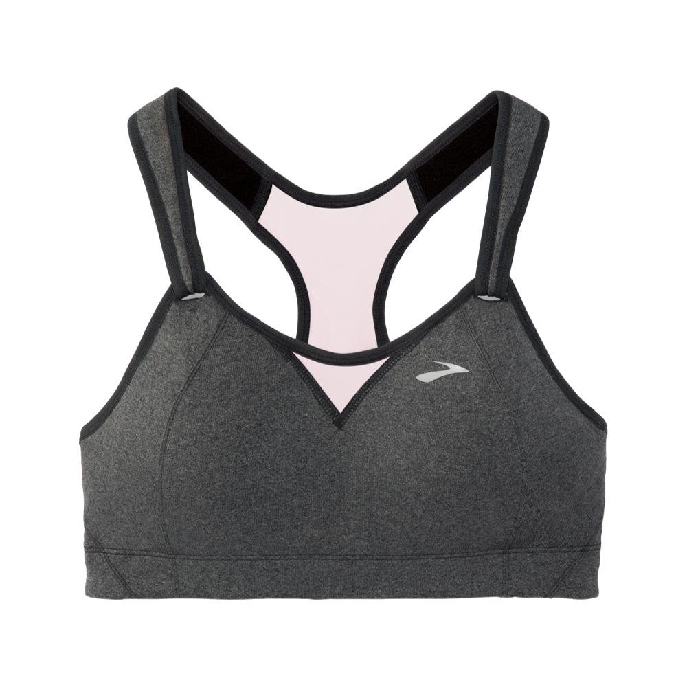 Brooks Rebound Racer sports bra in dark gray with racerback design