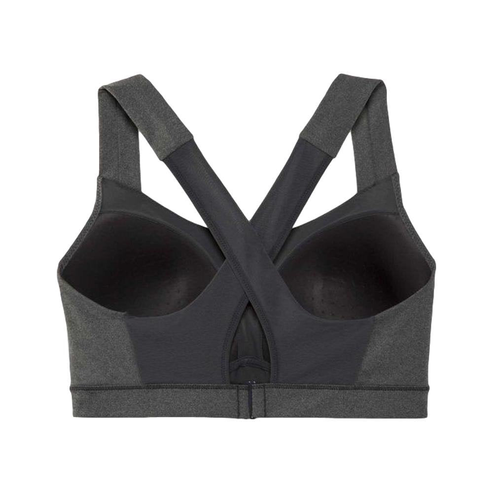 Brooks Uphold Crossback Sport Bra in dark gray showing crossback straps design