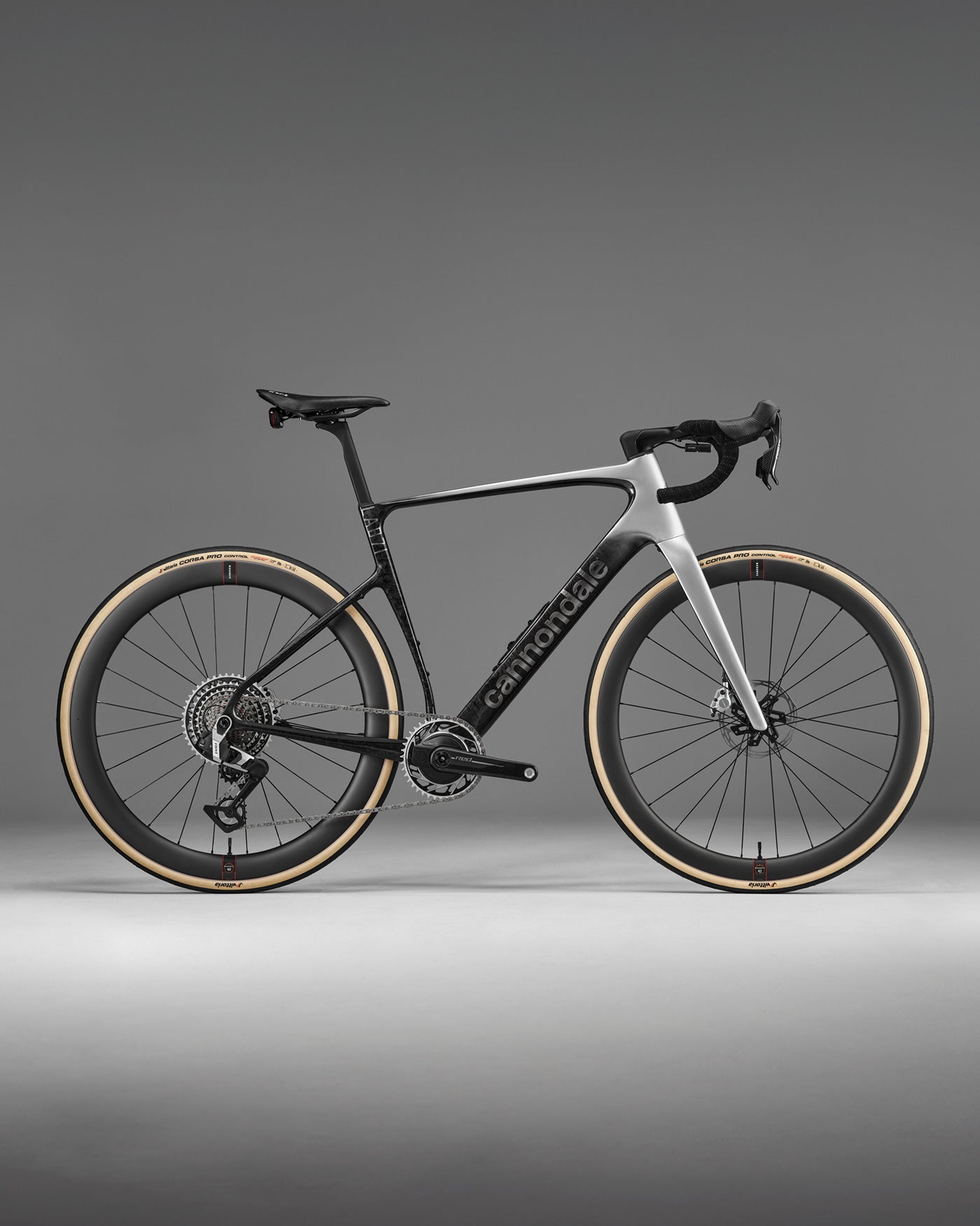 Cannondale Synapse road bike in white and black finish with drop handlebars