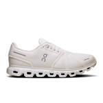 On Cloud 5 men's running shoe in all-white colorway with CloudTec sole, lateral view