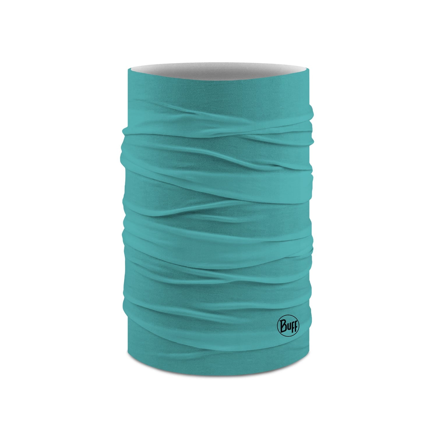 Buff Cool Net UV+ neck gaiter in turquoise pool color with wavy texture pattern