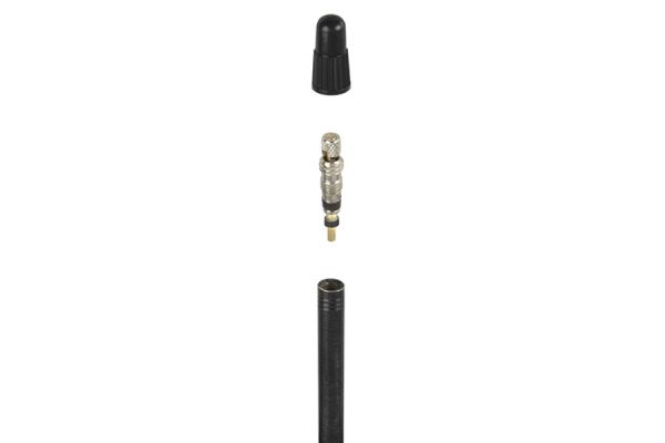 Eltin bicycle tube valve components with black cap and metallic valve core