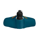 CamelBak Podium Flow 2 waist pack in moroccan blue with black water bottle