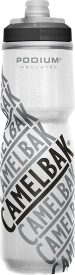 CamelBak Podium Insulated water bottle with clear body and reflective geometric pattern
