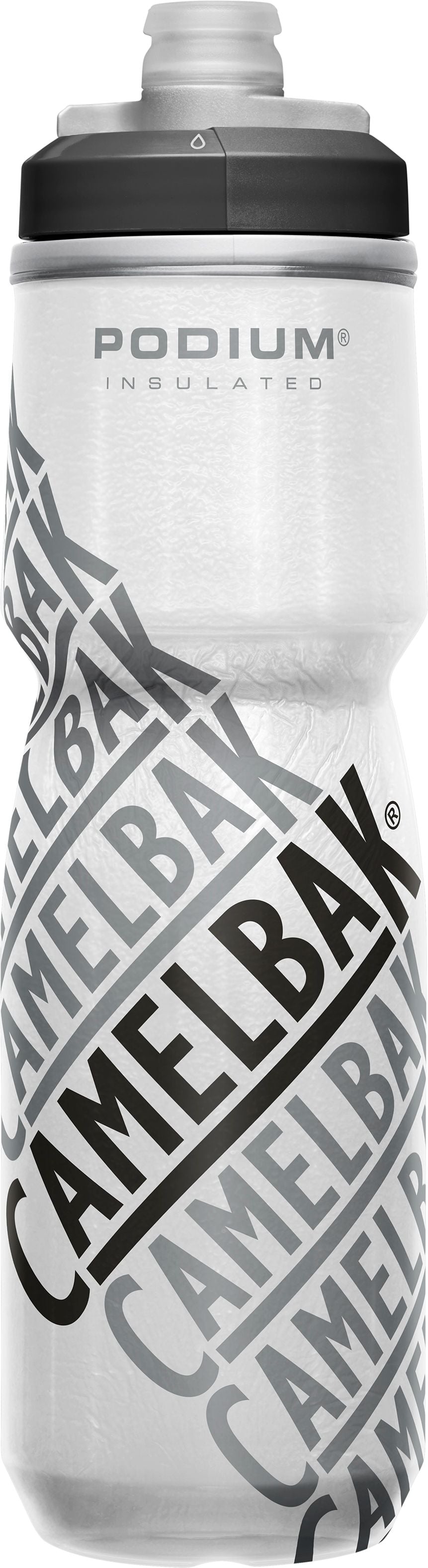 CamelBak Podium Insulated water bottle with clear body and reflective geometric pattern