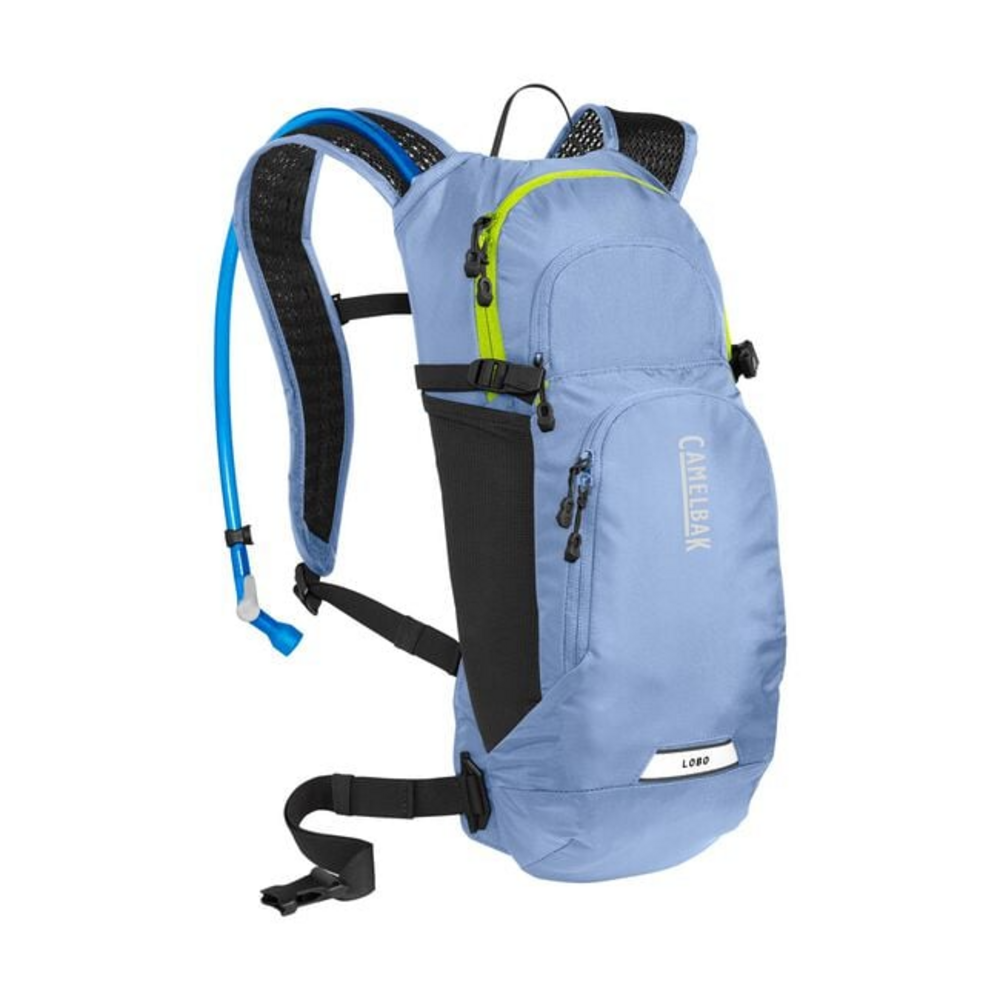 CamelBak Women's Lobo hydration backpack in serenity blue with green zipper accents
