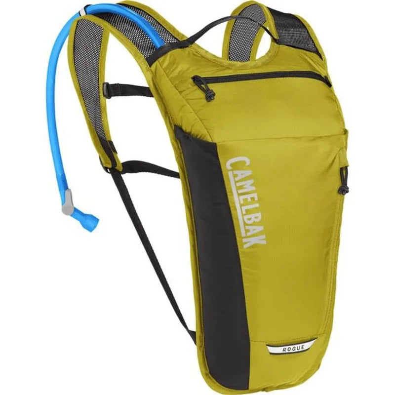 CamelBak Rogue Light hydration pack in golden yellow and black colorway with mesh shoulder straps