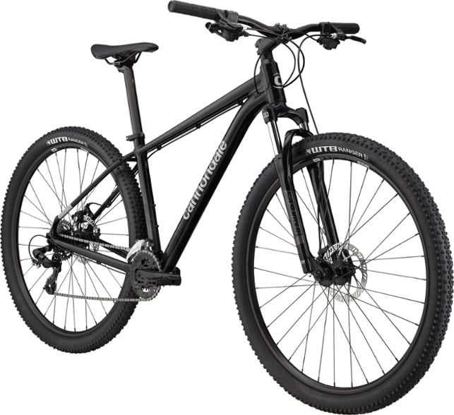 Cannondale Trail 8 mountain bike in black/dark grey with knobby tires