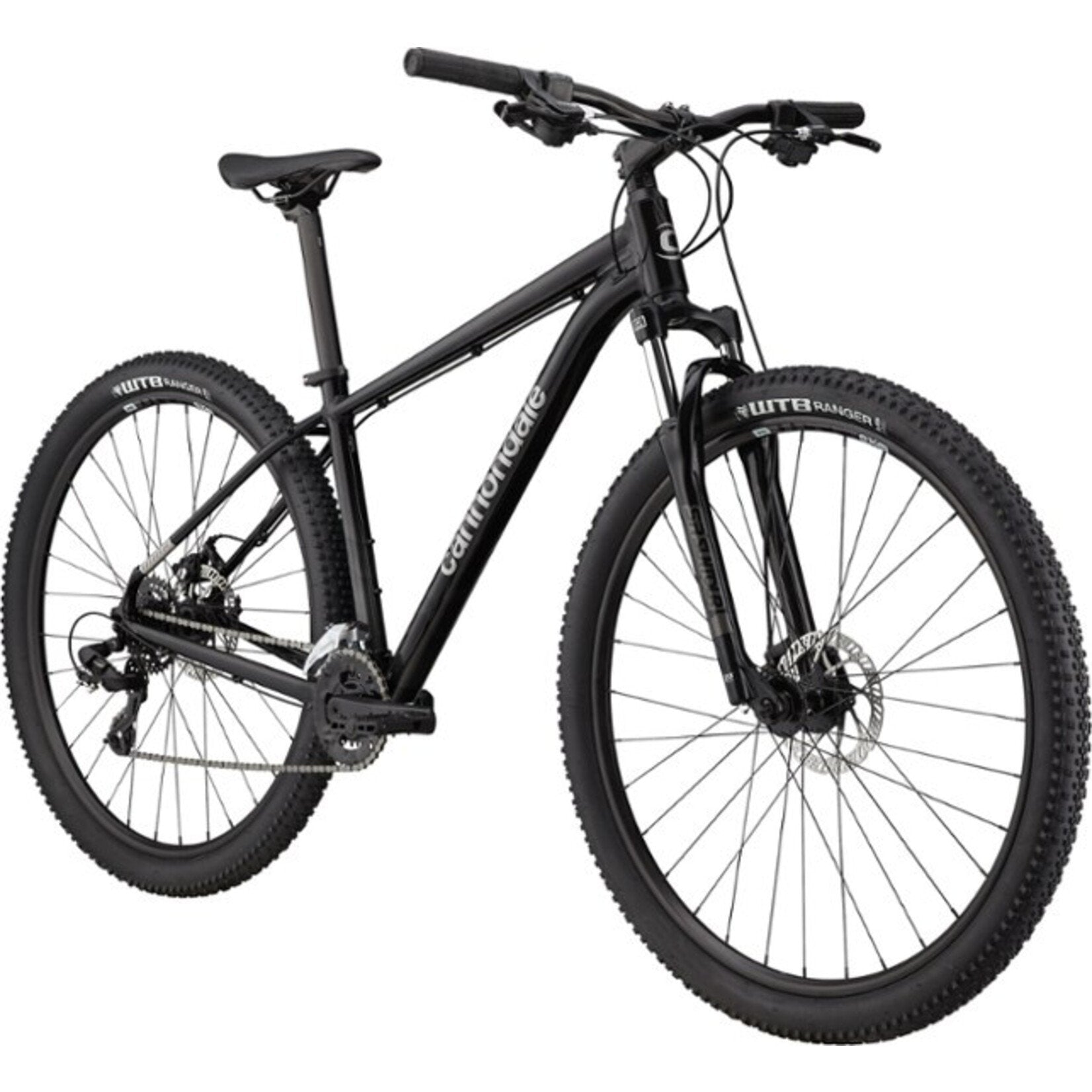 Cannondale Trail 8 mountain bike in dark grey with knobby tires
