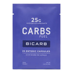 Carbs Fuel Bicarb single-serve packet with 25g sodium bicarbonate and 25 enteric capsules