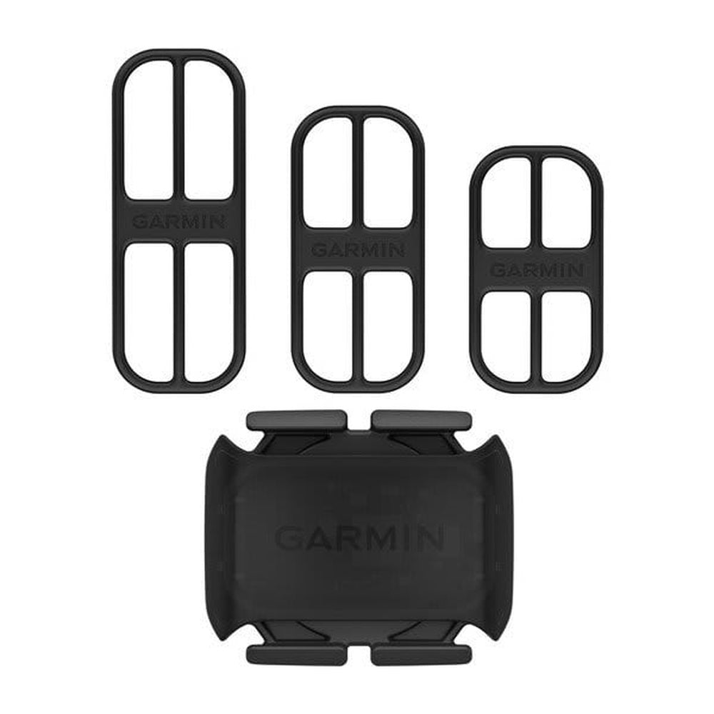 Garmin Cadence Sensor 2 components including sensor unit and mounting brackets in black