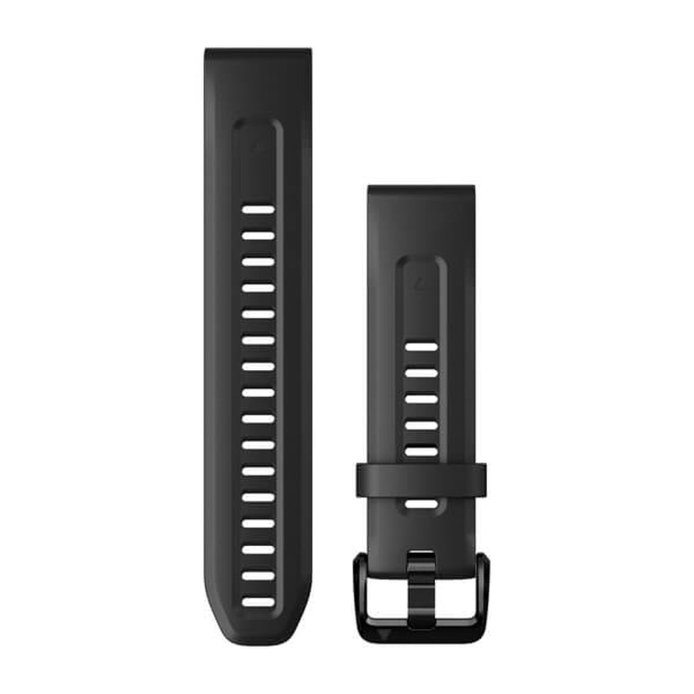 Garmin QuickFit 20mm black silicone watch band with black buckle hardware
