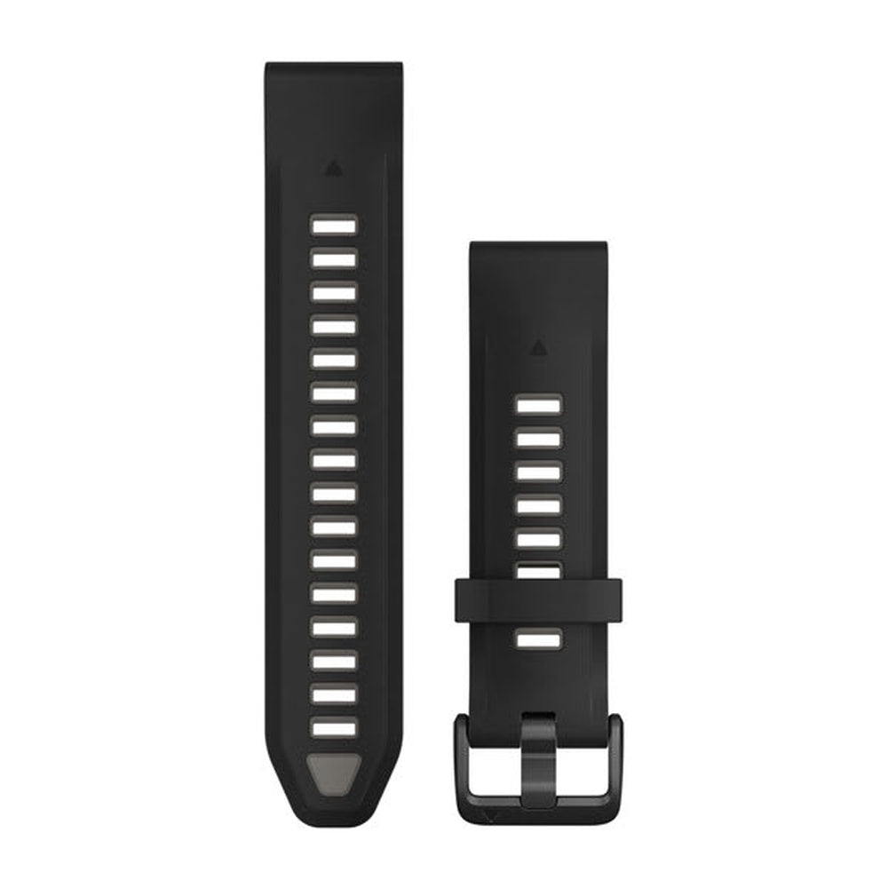 Garmin QuickFit 20mm black silicone watch band with ventilation holes and buckle