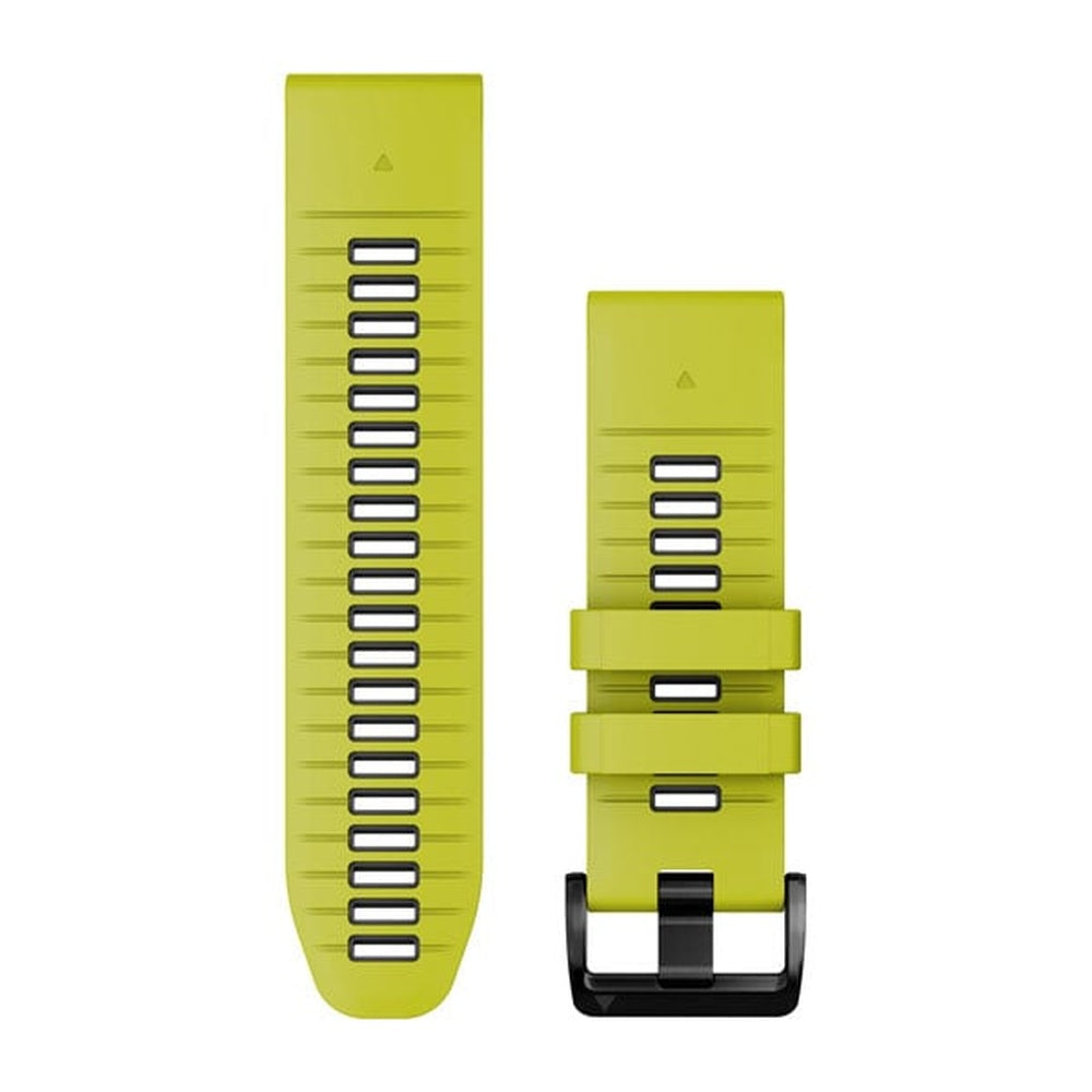 Garmin QuickFit 26 lime green silicone watch band with black buckle
