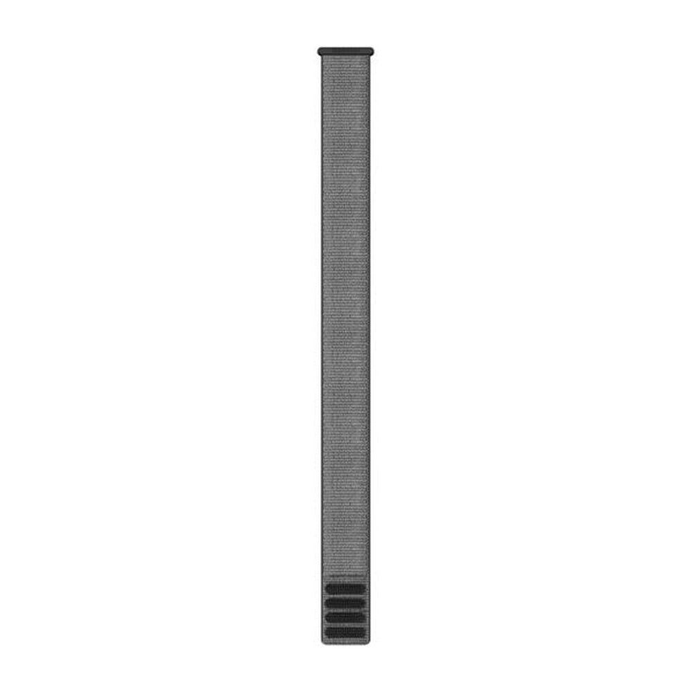 Garmin UltraFit gray nylon watch strap displayed vertically on clean white background