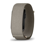 Garmin CIRQA Smart Band in French Gray with textured nylon loop strap, side view