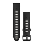 Garmin QuickFit 20 silicone watch band in black with ventilation holes and quick release mechanism