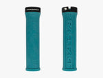 RaceFace Half Nelson bike grips in turquoise green with lock-on clamps