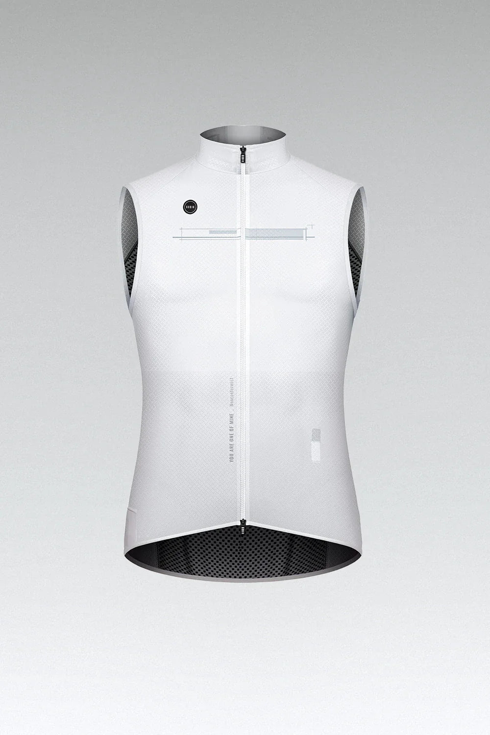 Gobik Vest Plus 2.0 Men's cycling vest in Moon white color with professional studio presentation