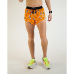 ChicknLegs 2-inch DS Split Shorts in orange Bad Bunny pattern with cartoon rabbits and carrots