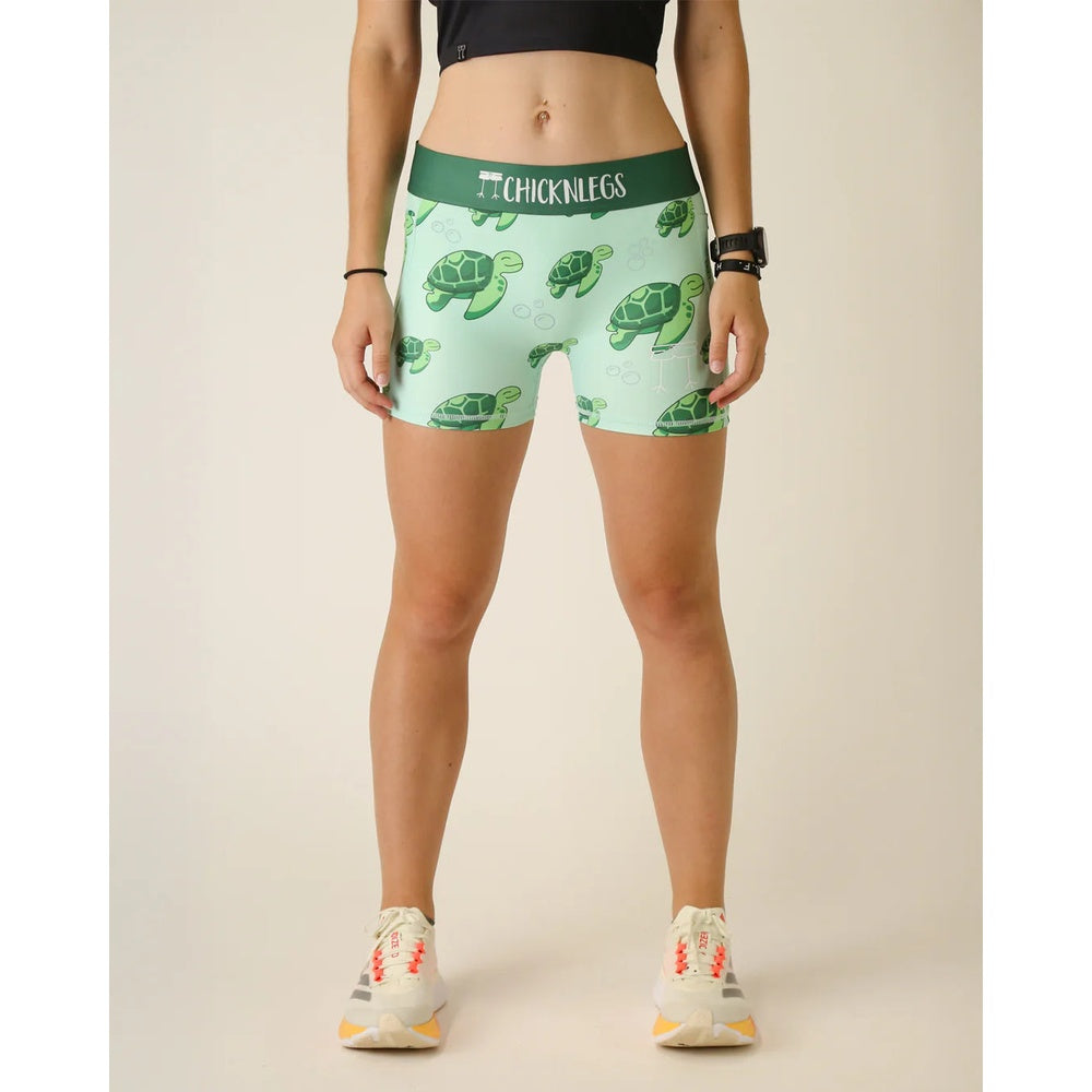 Chicknlegs Women's Sea Turtles 3" Compression Shorts - S