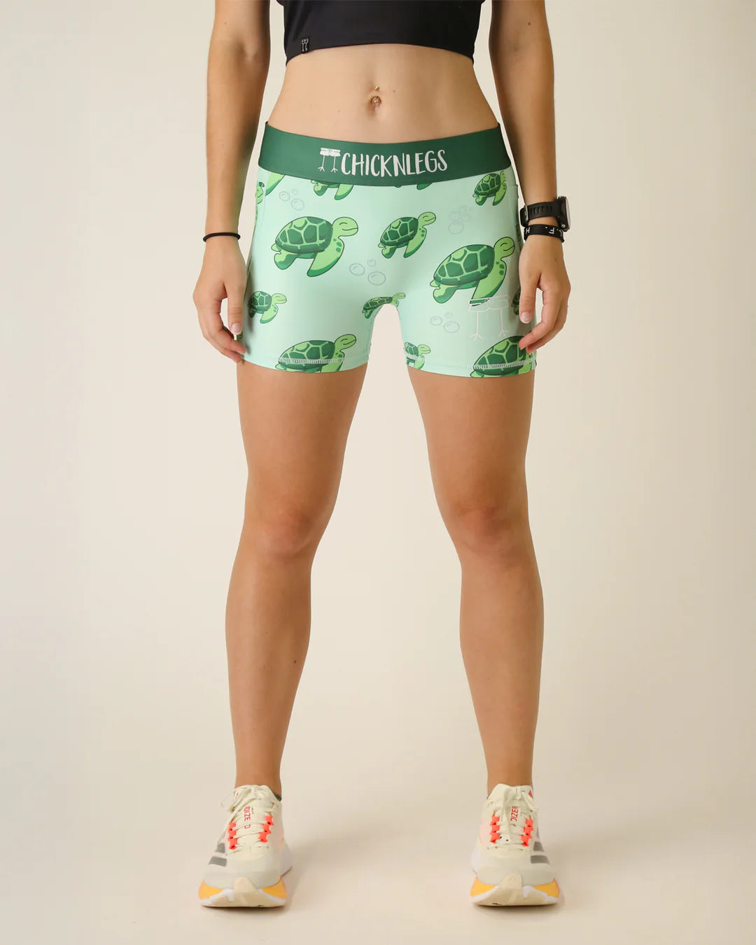 Chicknlegs Women's Sea Turtles 3" Compression Shorts - S