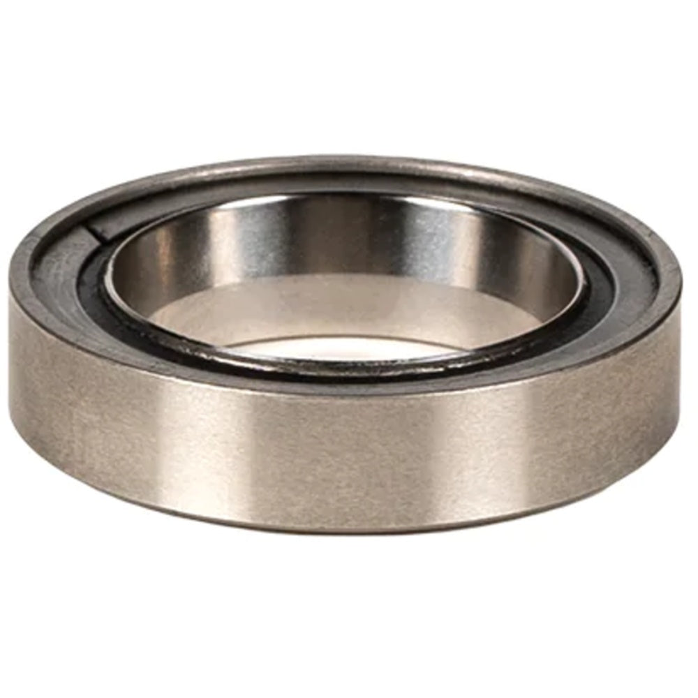 Chris King rear hub small bearing, silver stainless steel metallic finish, professional product photo