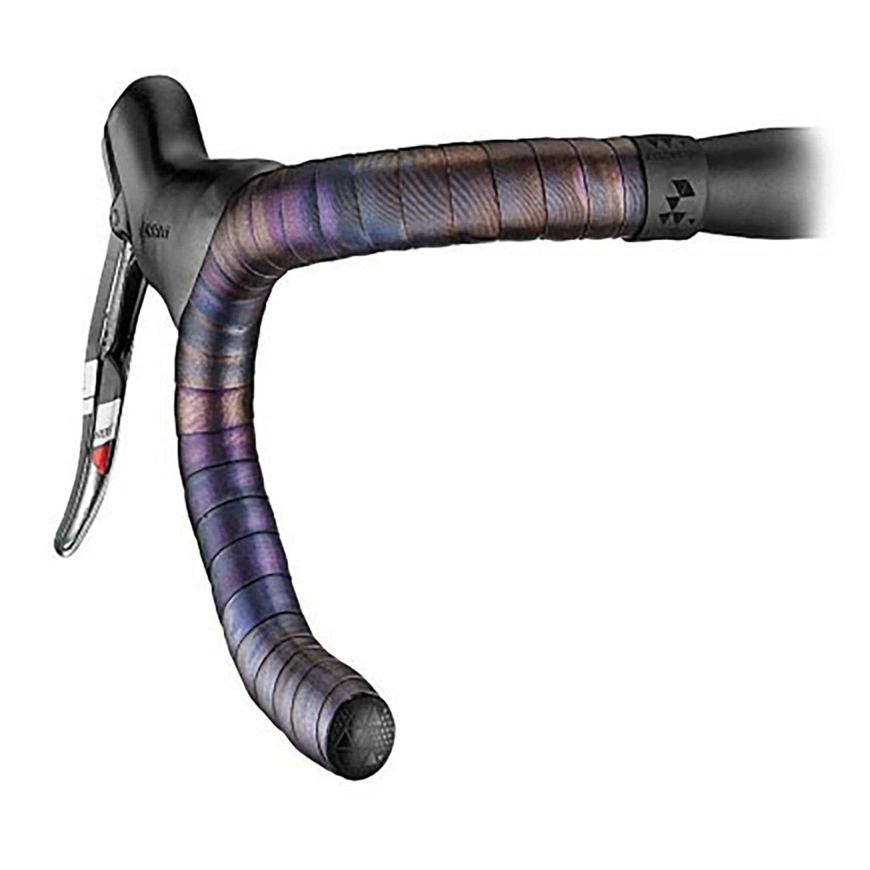 Ciclovation Halo Touch handlebar tape in iridescent violet wrapped on road bike drops