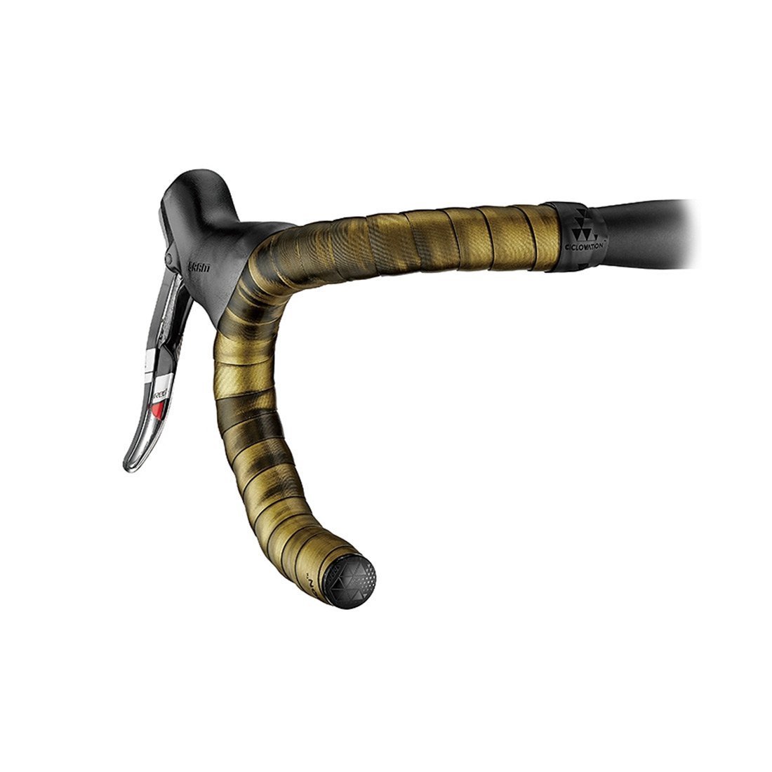 Ciclovation Halo Touch handlebar tape in gold mine color wrapped on bicycle handlebars