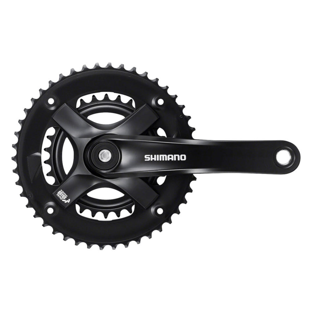 Shimano FC-TY501-2 black crankset with dual chainrings and crank arm