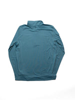 Brooks Dash half-zip pullover in heather azul teal color on white background
