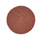 Single UnTapped cocoa waffle with dark brown waffle grid pattern on white background