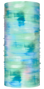 Buff Cool Net UV+ neck gaiter in marbled turquoise watercolor pattern