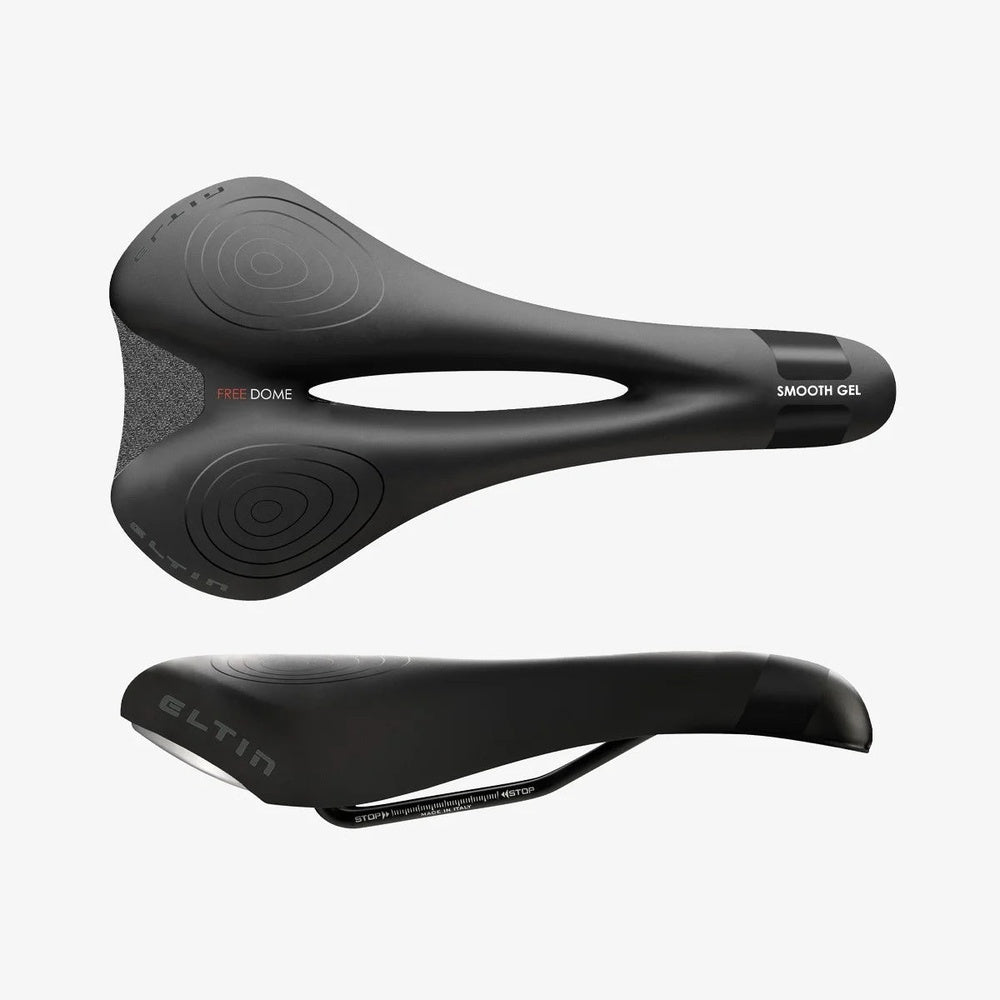 ELTIN Cooper bike saddle in black with smooth gel technology and FREE DOME design