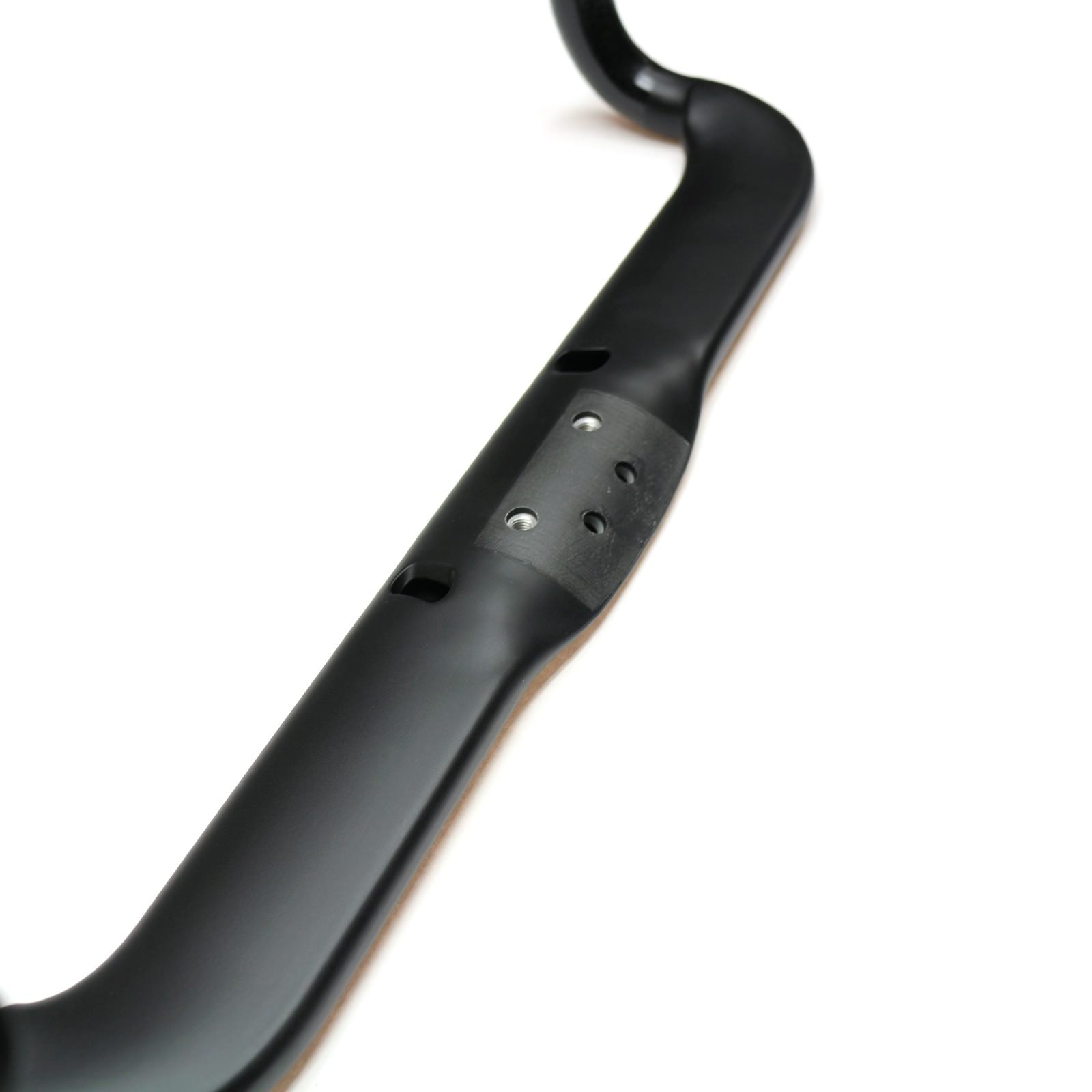 Close-up of black Cannondale HollowGram KNOT SystemBar handlebar showing mounting interface details