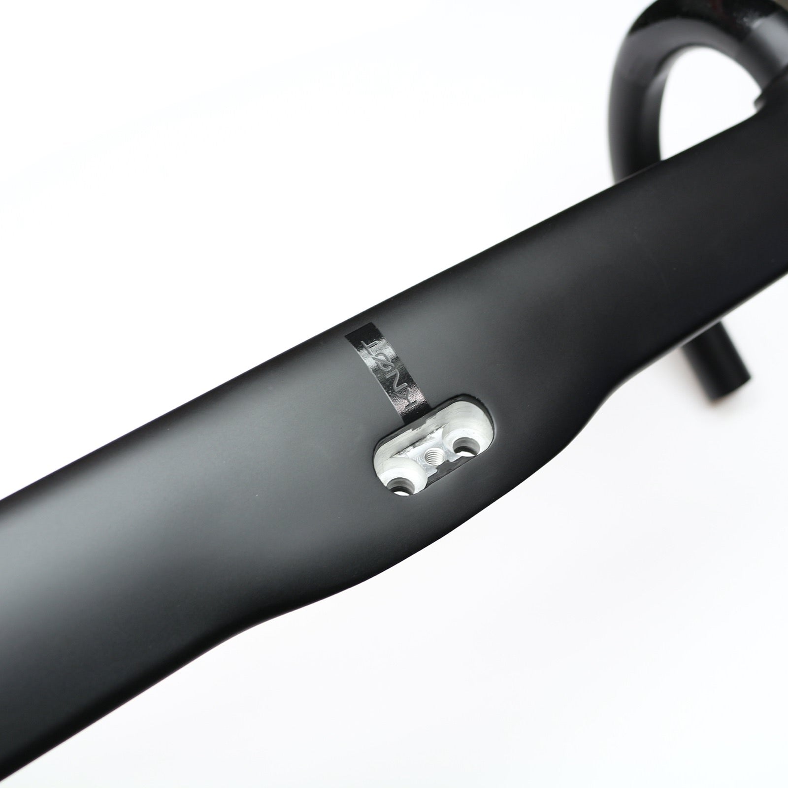 Close-up of black Cannondale HollowGram handlebar showing cable routing detail