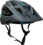 Fox Racing Speedframe Pro mountain bike helmet in slate blue with teal accents