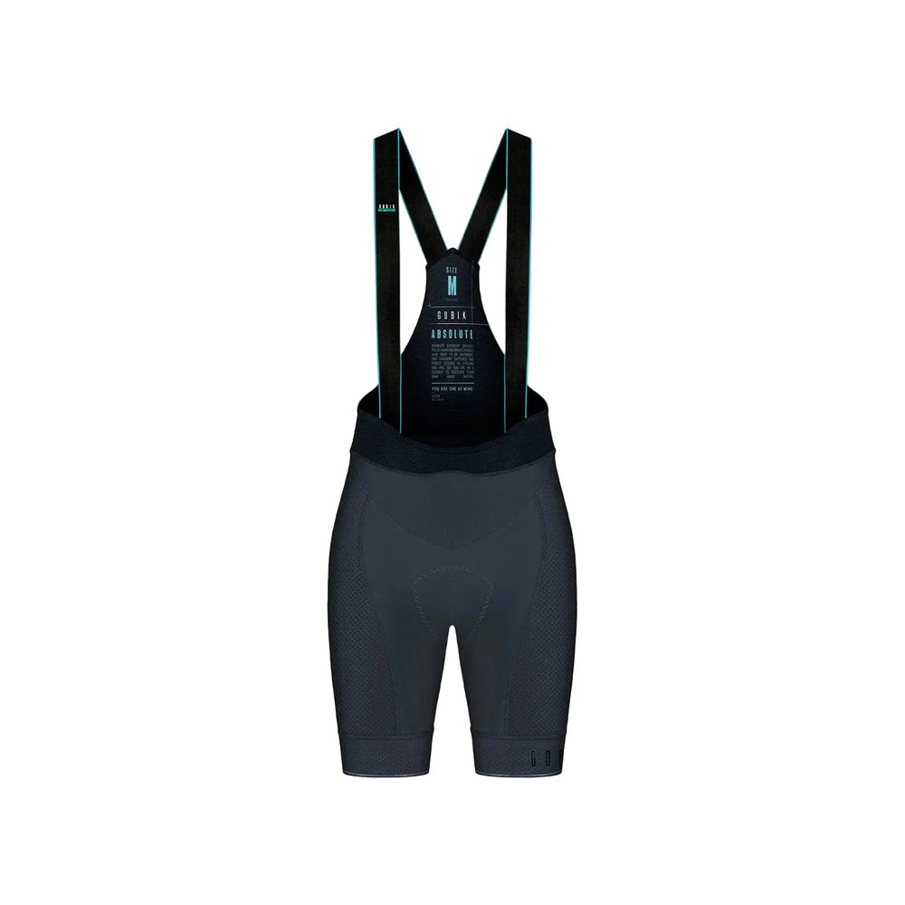 Gobik Absolute women's cycling bib shorts in dark gray with suspenders