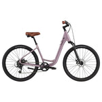 Cannondale Adventure 2 fitness bike in lavender with brown leather seat and black tires