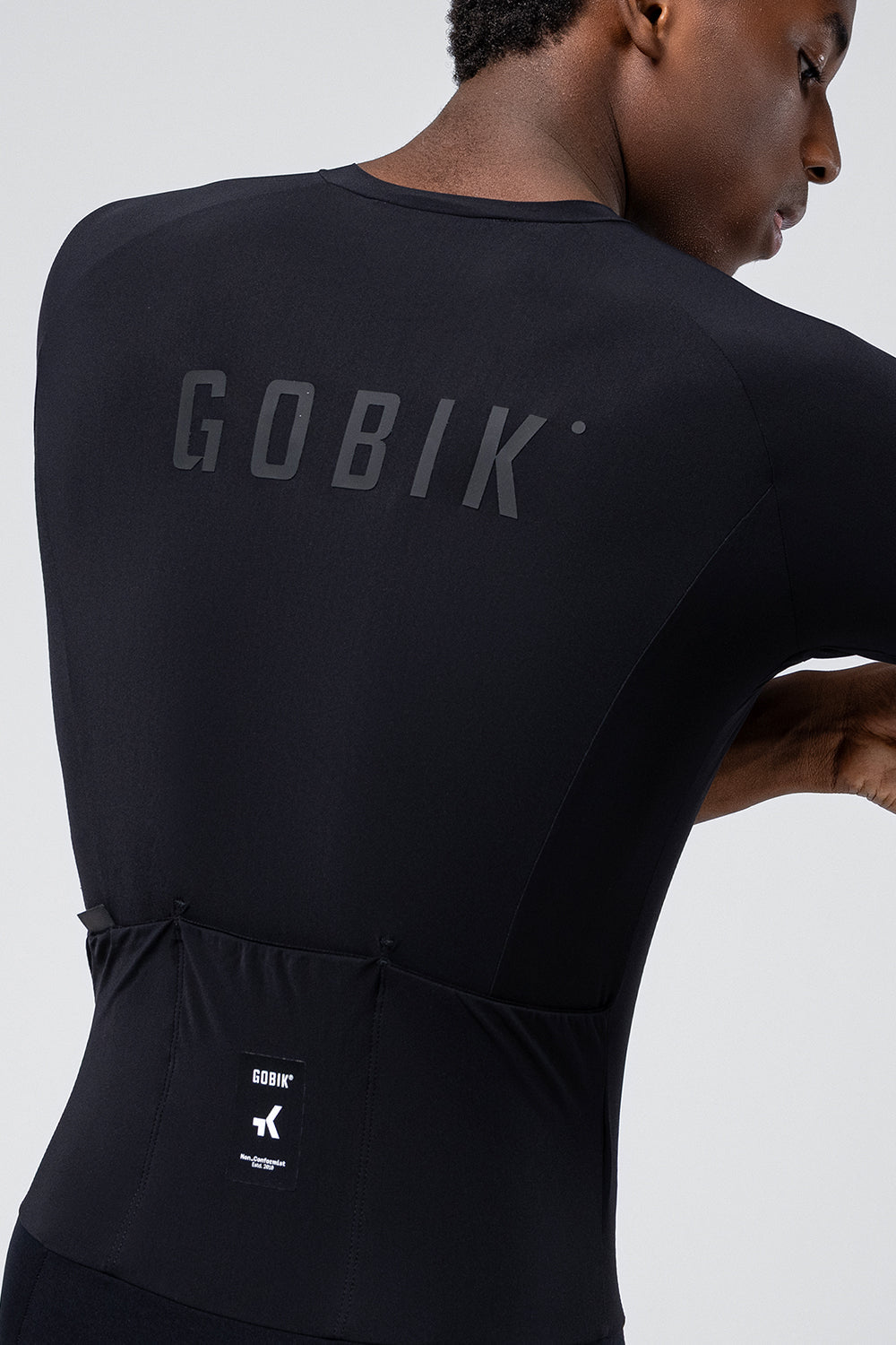 Black Gobik Integral Hudson Solid Men's cycling jersey with brand logo on back