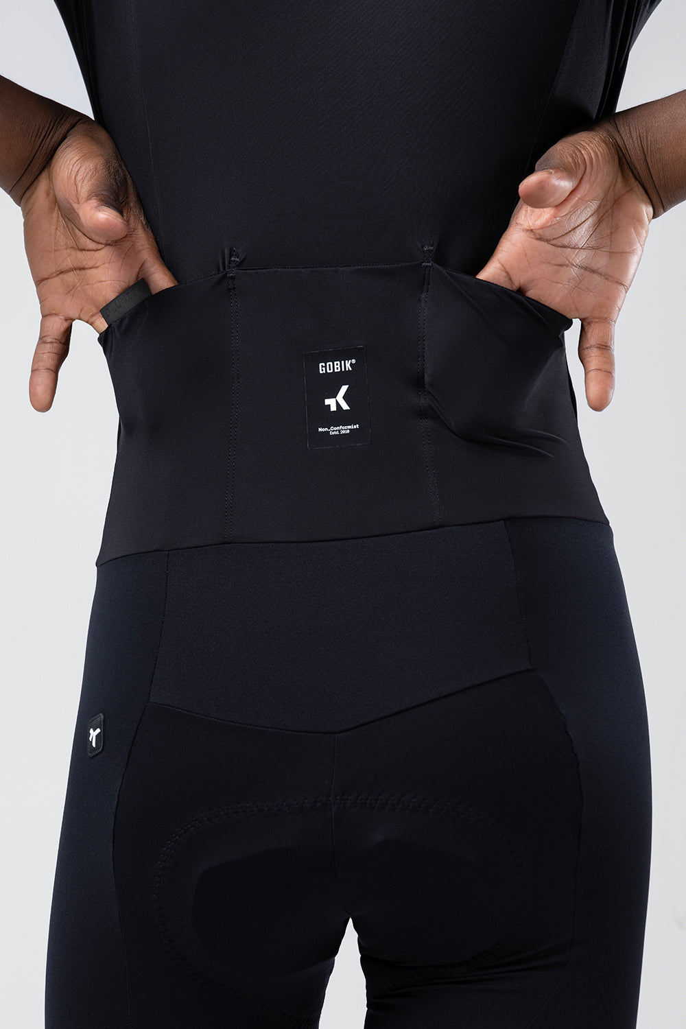 Gobik Integral Hudson Solid Men's black cycling bib shorts with supportive waistband