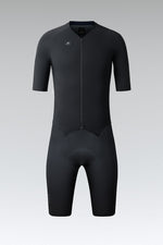 Gobik Integral Hudson Solid Men's black cycling skinsuit with short sleeves