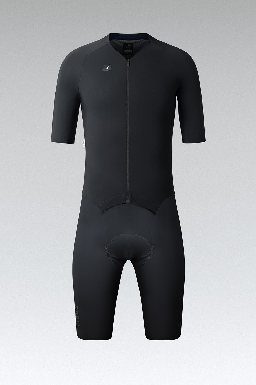 Gobik Integral Hudson Solid Men's black cycling skinsuit with short sleeves