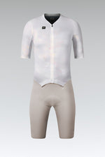 Gobik Aerosuit Madison Men front view on mannequin in white iridescent Crisp colorway