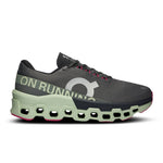 On Cloudmonster 2 running shoe in asphalt gray with lime green CloudTec sole
