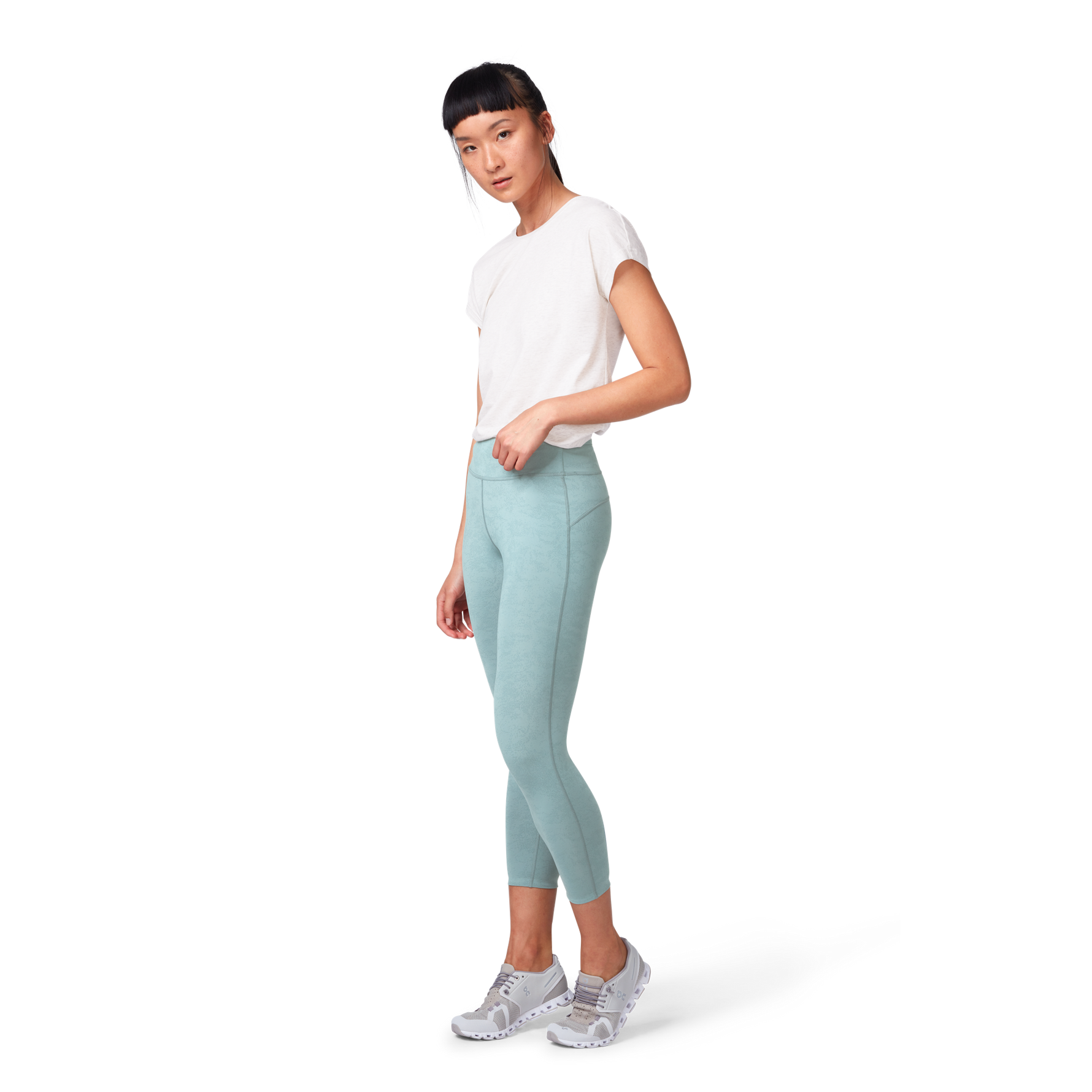 On Running Tights 7/8 Women's in Sea color - light mint green athletic leggings