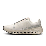 On Cloudsurfer Next running shoe in ivory and silver colorway side view