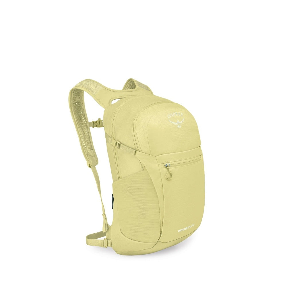Osprey Daylite Plus backpack in tumbleweed yellow with padded straps and multiple compartments