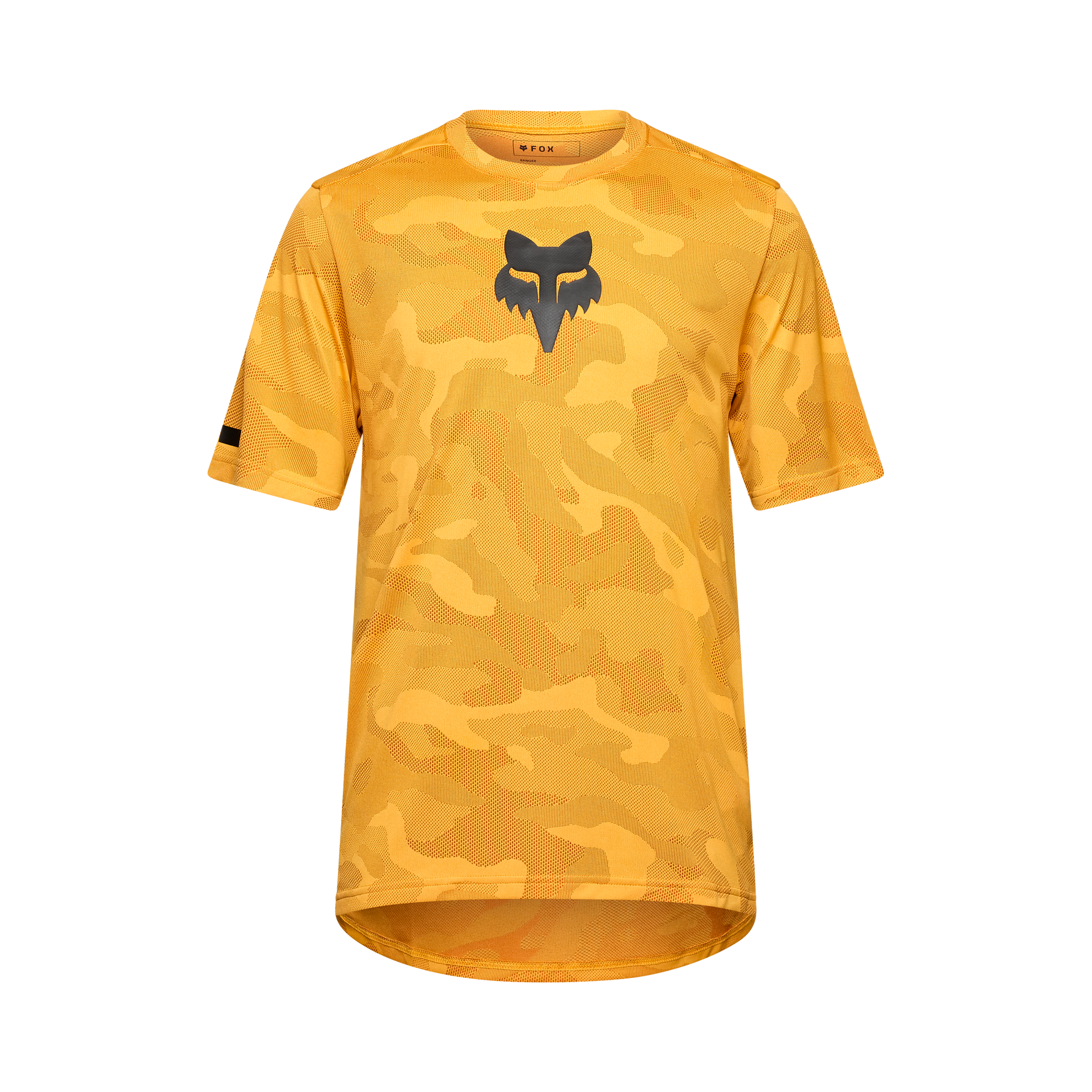 Fox Racing Ranger TruDri short sleeve mountain bike jersey in yellow camo pattern